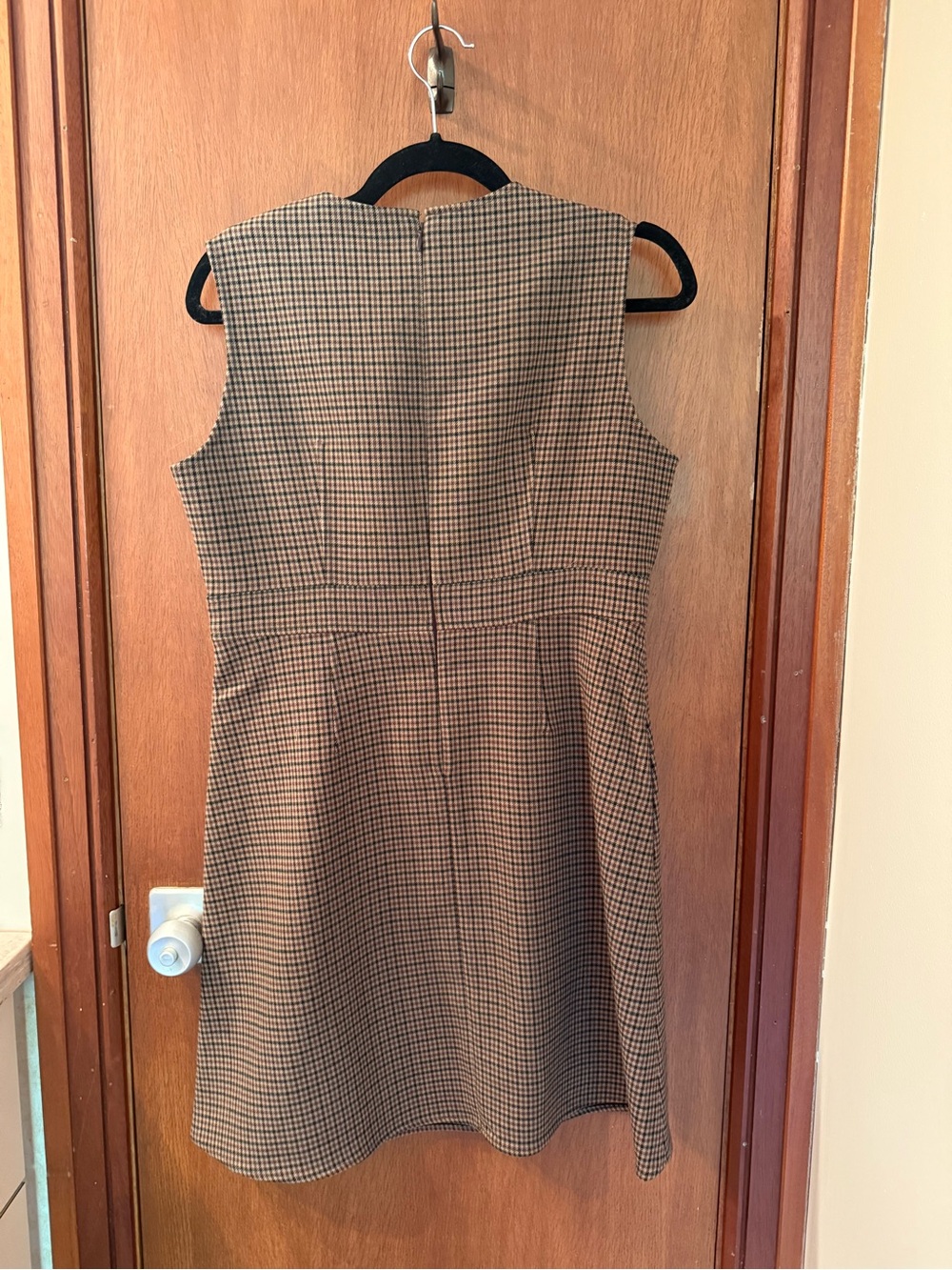 NWT Uniqlo Double Face Mini Dress Sleeveless Brown Houndstooth Size Small - Picture 2 of 5